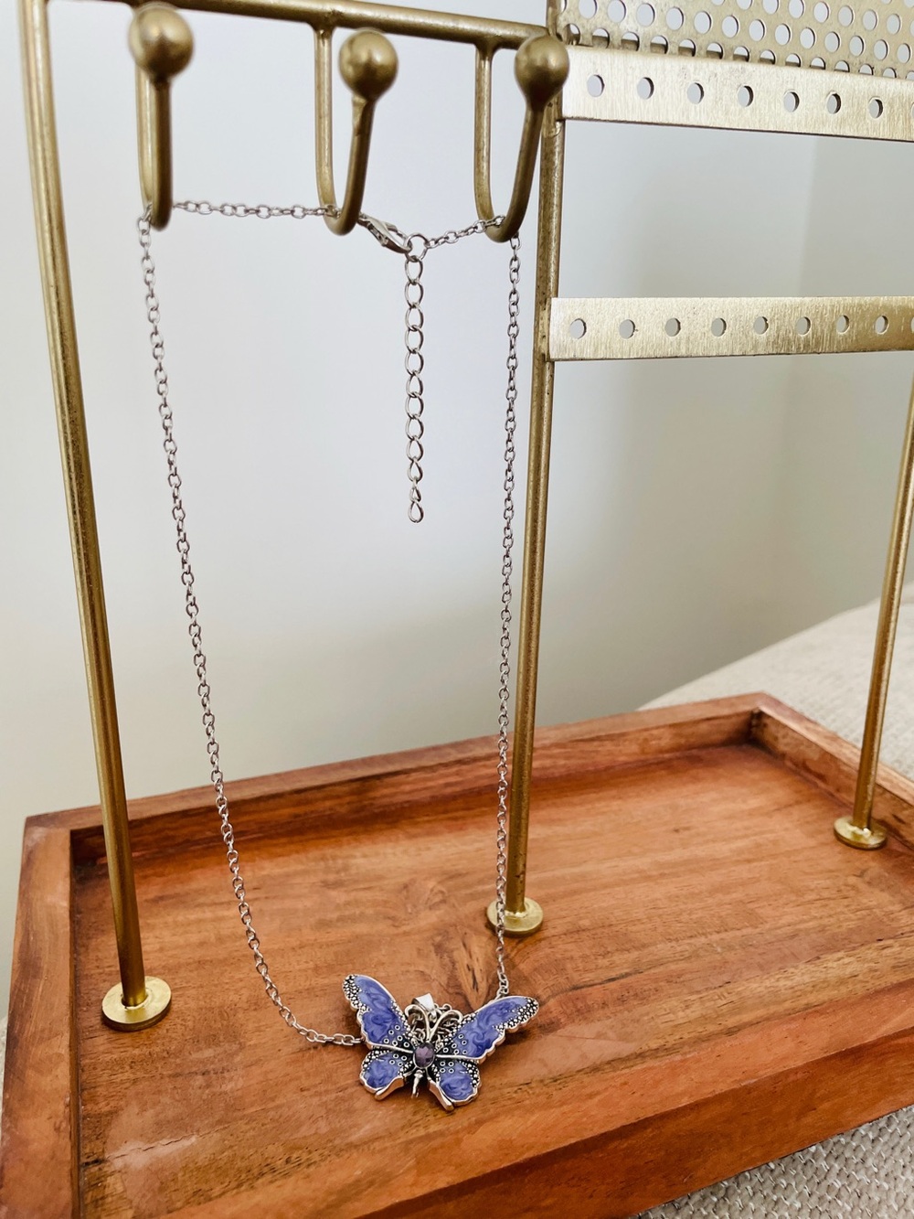 Silver/Purple Butterfly Pendant Necklace